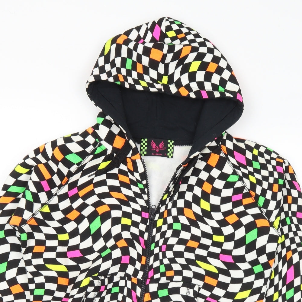 Miss Hill Womens Multicoloured Geometric Cotton Full Zip Hoodie Size L