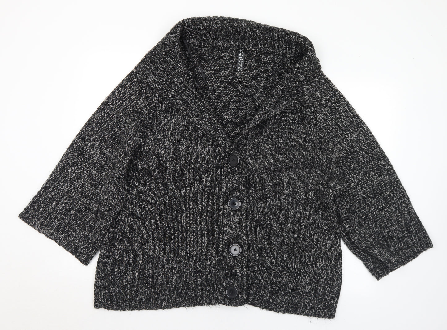 Preworn Womens Grey Collared Acrylic Cardigan Jumper Size 18 - 18-20