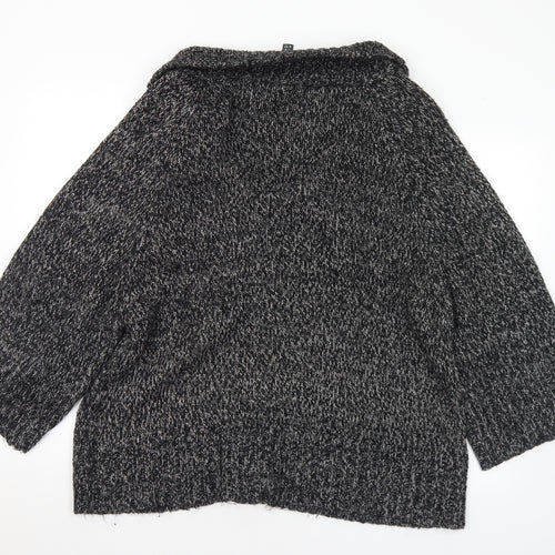 Preworn Womens Grey Collared Acrylic Cardigan Jumper Size 18 - 18-20