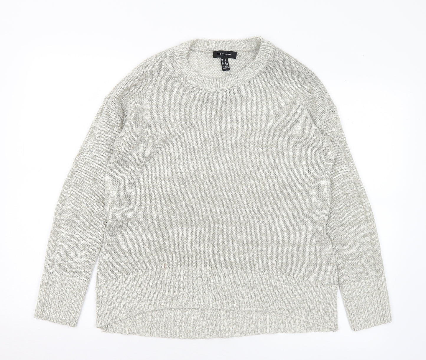 New Look Womens Grey Crew Neck Acrylic Pullover Jumper Size S