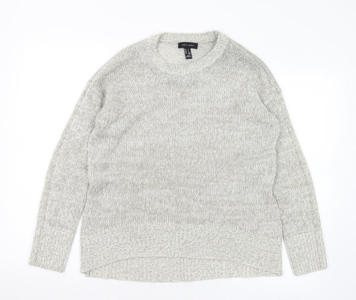 New Look Womens Grey Crew Neck Acrylic Pullover Jumper Size S