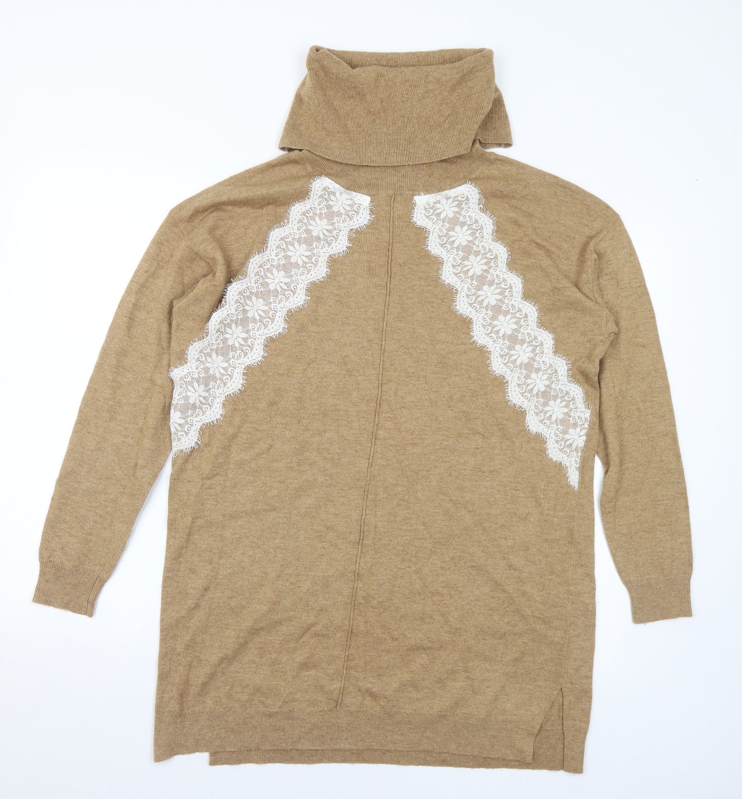 Marks and Spencer Womens Brown Roll Neck Wool Pullover Jumper Size 12