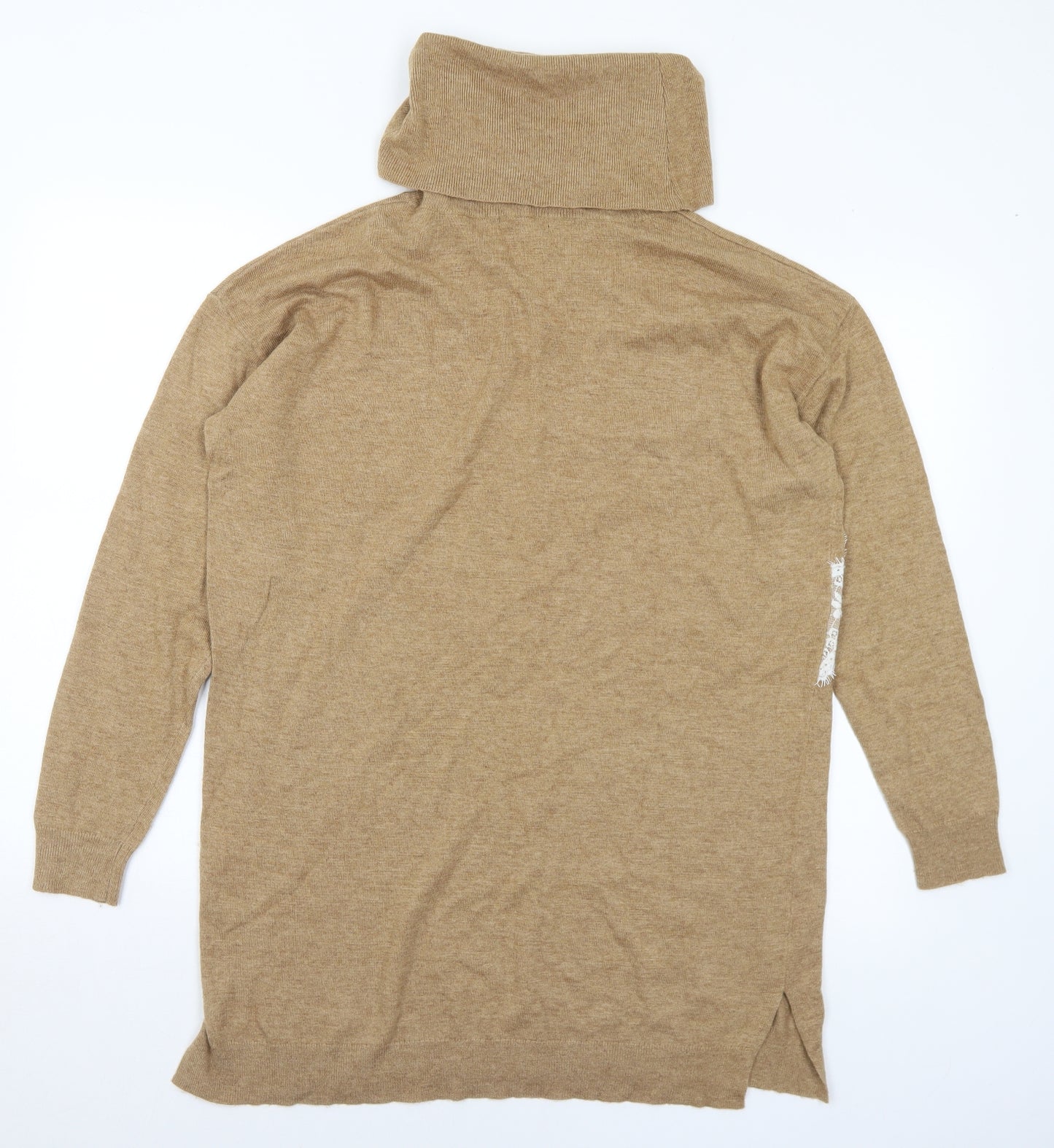 Marks and Spencer Womens Brown Roll Neck Wool Pullover Jumper Size 12