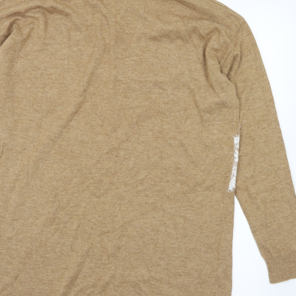 Marks and Spencer Womens Brown Roll Neck Wool Pullover Jumper Size 12