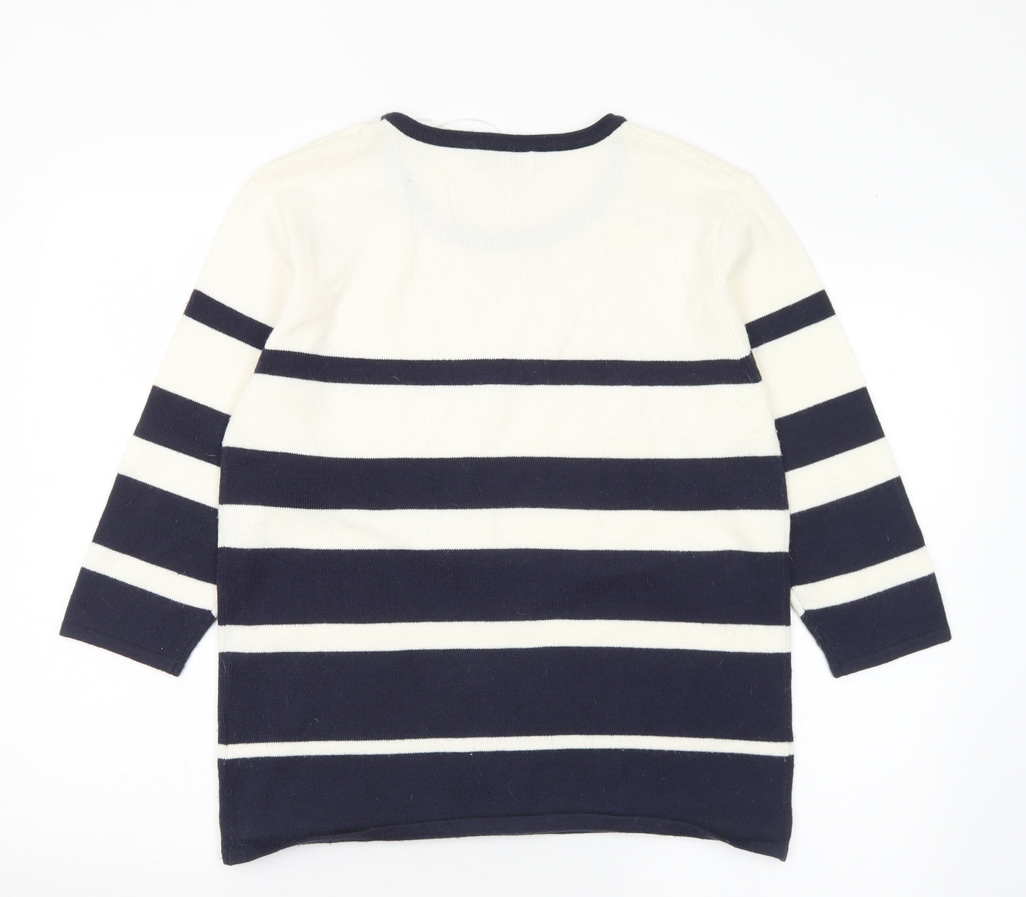 Paramour Womens Blue Round Neck Striped Acrylic Pullover Jumper Size M