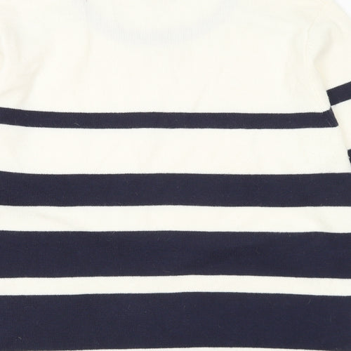 Paramour Womens Blue Round Neck Striped Acrylic Pullover Jumper Size M
