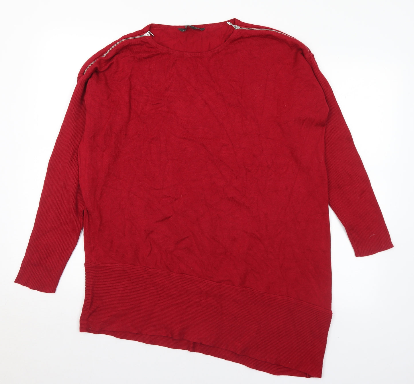 Bonmarché Womens Red Round Neck Viscose Pullover Jumper Size 18