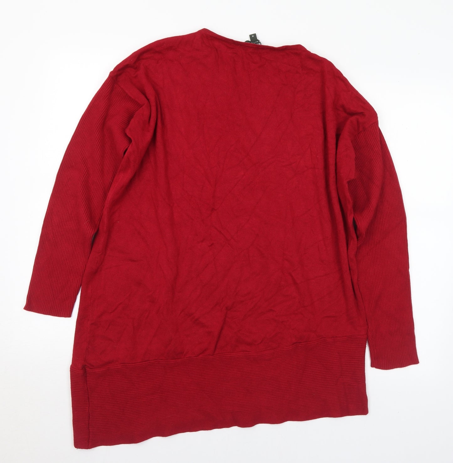 Bonmarché Womens Red Round Neck Viscose Pullover Jumper Size 18
