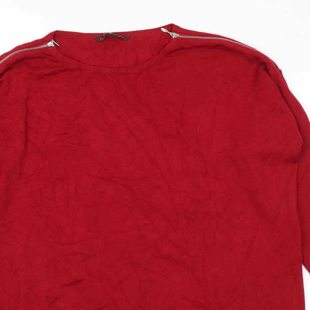 Bonmarché Womens Red Round Neck Viscose Pullover Jumper Size 18