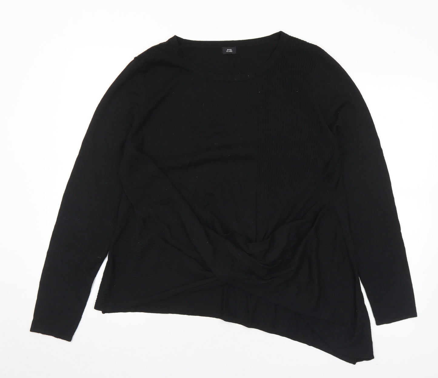River Island Womens Black Round Neck Polyester Pullover Jumper Size 16