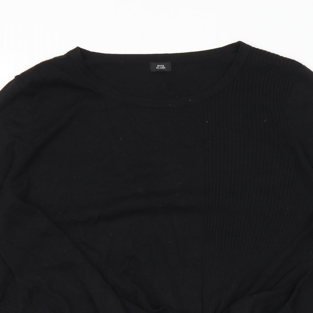 River Island Womens Black Round Neck Polyester Pullover Jumper Size 16