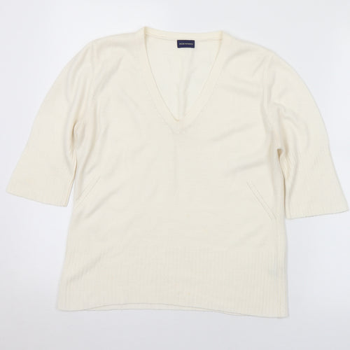 Debenhams Womens Ivory V-Neck Acrylic Pullover Jumper Size 12