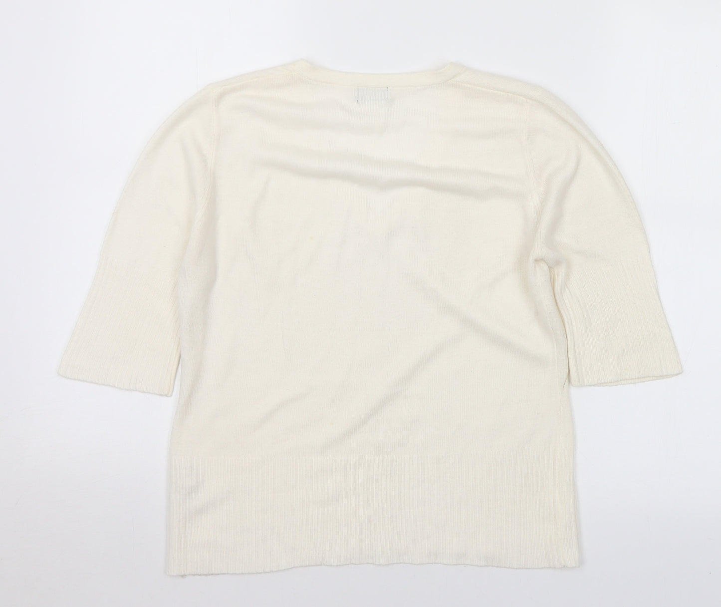 Debenhams Womens Ivory V-Neck Acrylic Pullover Jumper Size 12