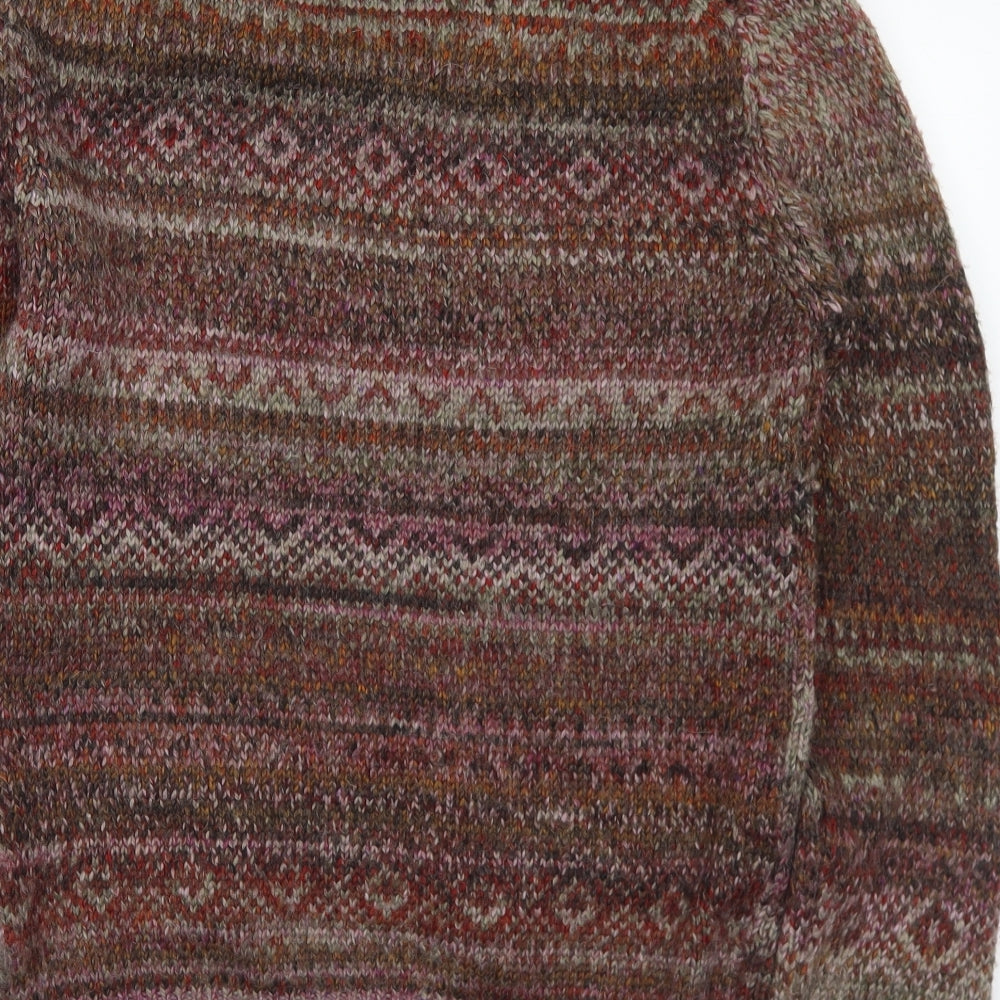 French Connection Mens Multicoloured V-Neck Geometric Acrylic Pullover Jumper Size S