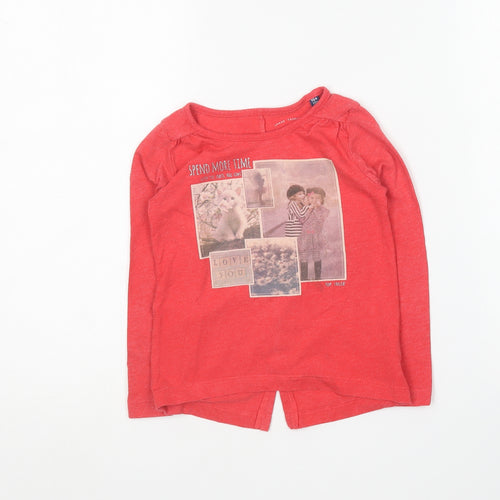 TOM TAILOR Girls Red Cotton Basic T-Shirt Size 4-5 Years Round Neck