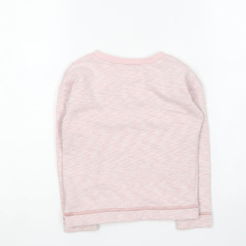 Mothercare Girls Pink Round Neck Cotton Pullover Jumper Size 5 Years