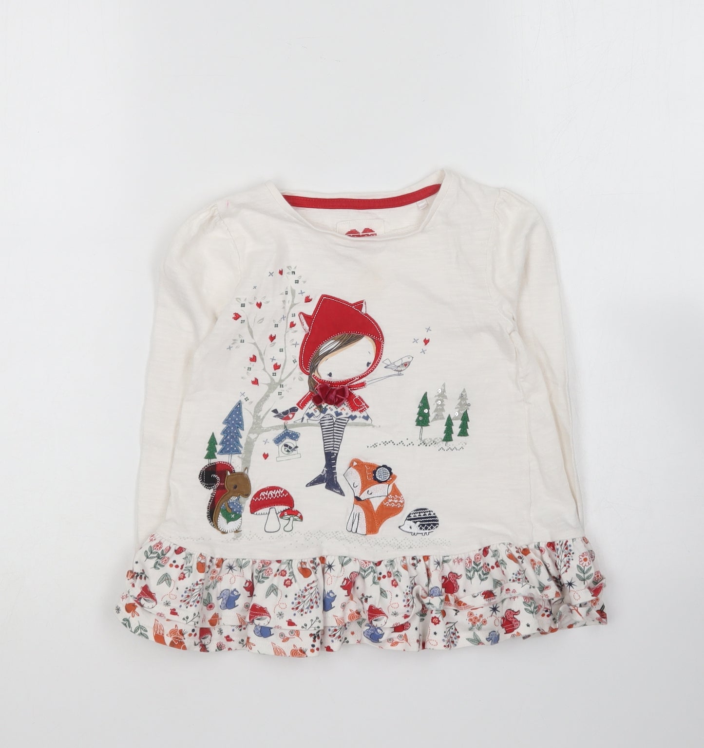 TU Girls White Cotton Basic T-Shirt Size 4-5 Years Round Neck