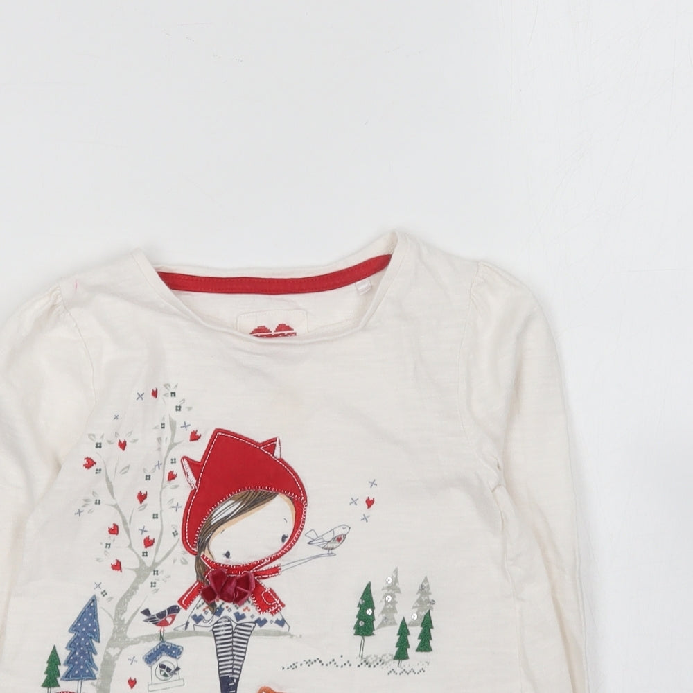 TU Girls White Cotton Basic T-Shirt Size 4-5 Years Round Neck