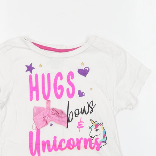 Nickelodeon Girls White Cotton Basic T-Shirt Size 7 Years Round Neck - Jojo Siwa