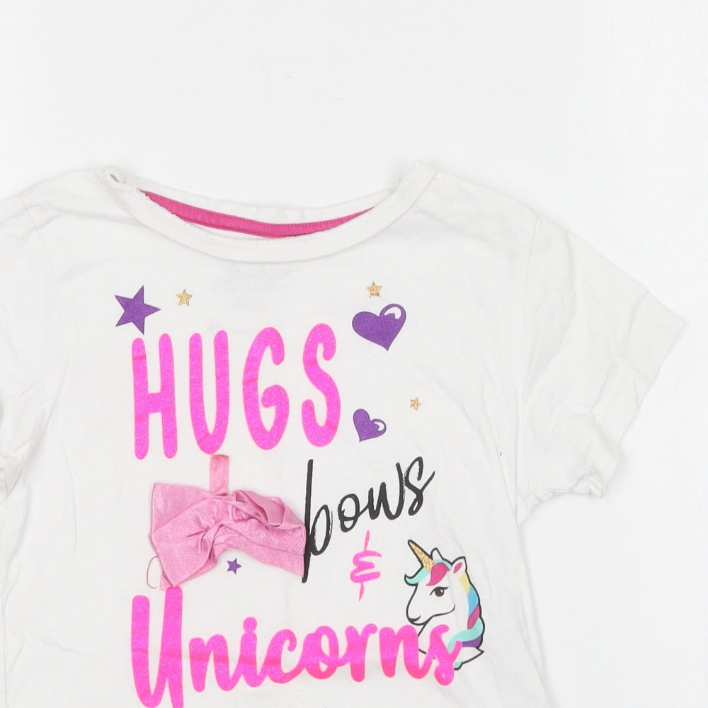Nickelodeon Girls White Cotton Basic T-Shirt Size 7 Years Round Neck - Jojo Siwa