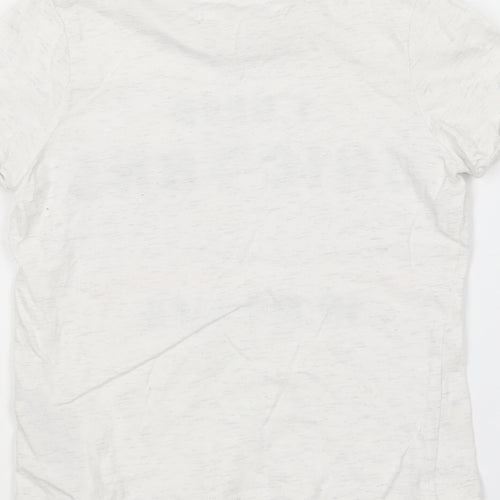 Marks and Spencer Girls White Cotton Basic T-Shirt Size 6-7 Years Round Neck - Unicorn