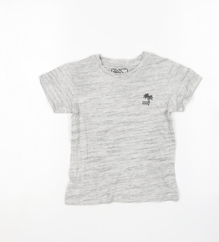 Matalan Boys Grey Cotton Basic T-Shirt Size 4 Years Round Neck