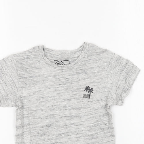 Matalan Boys Grey Cotton Basic T-Shirt Size 4 Years Round Neck