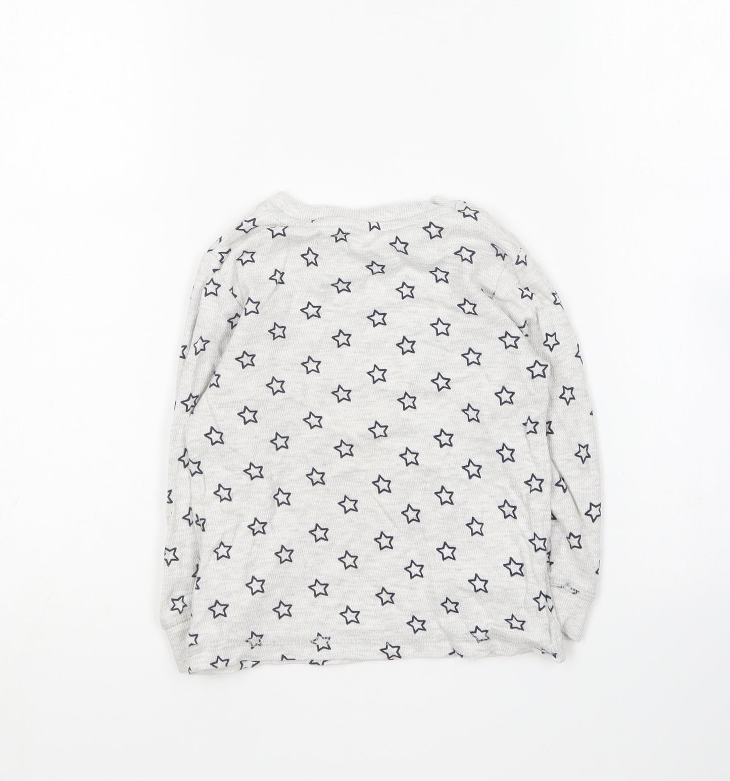 Dunnes Stores Boys Grey Round Neck Geometric Cotton Pullover Jumper Size 3-4 Years - Star print