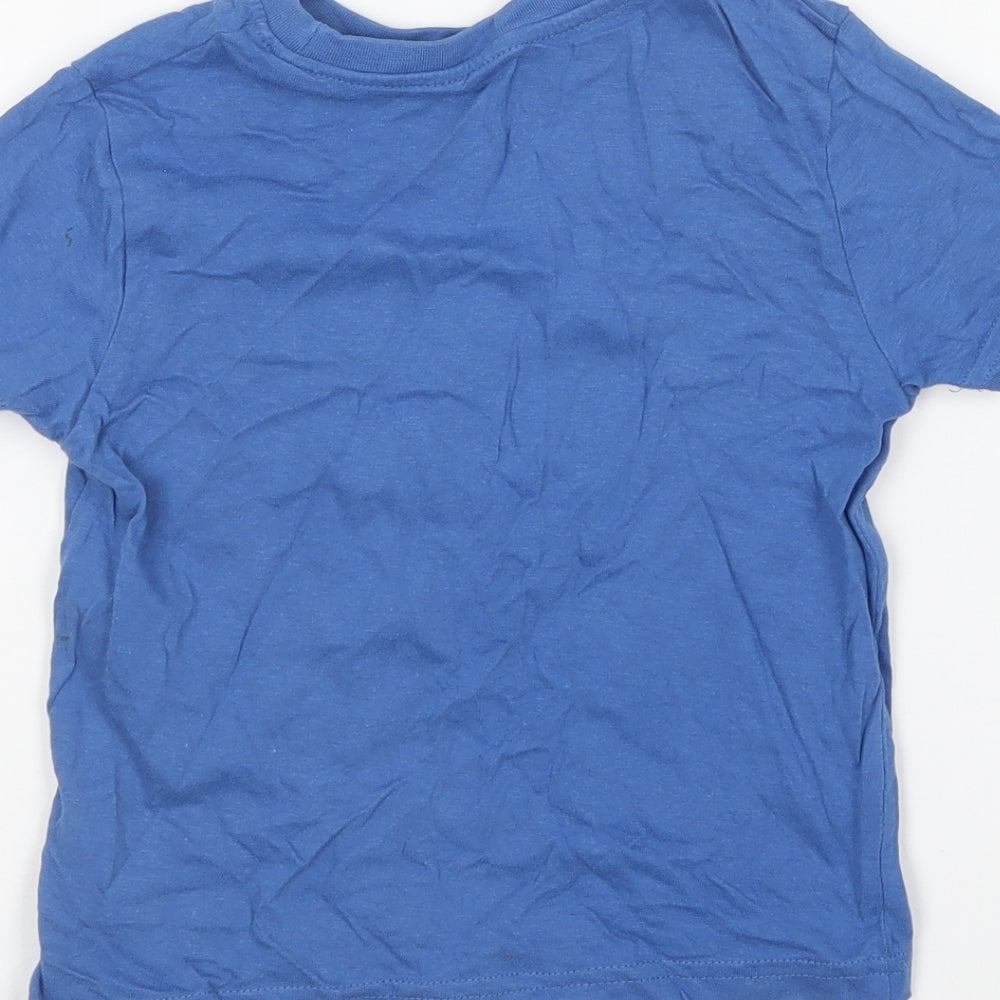 Primark Boys Blue Cotton Basic T-Shirt Size 3-4 Years Round Neck - Monster