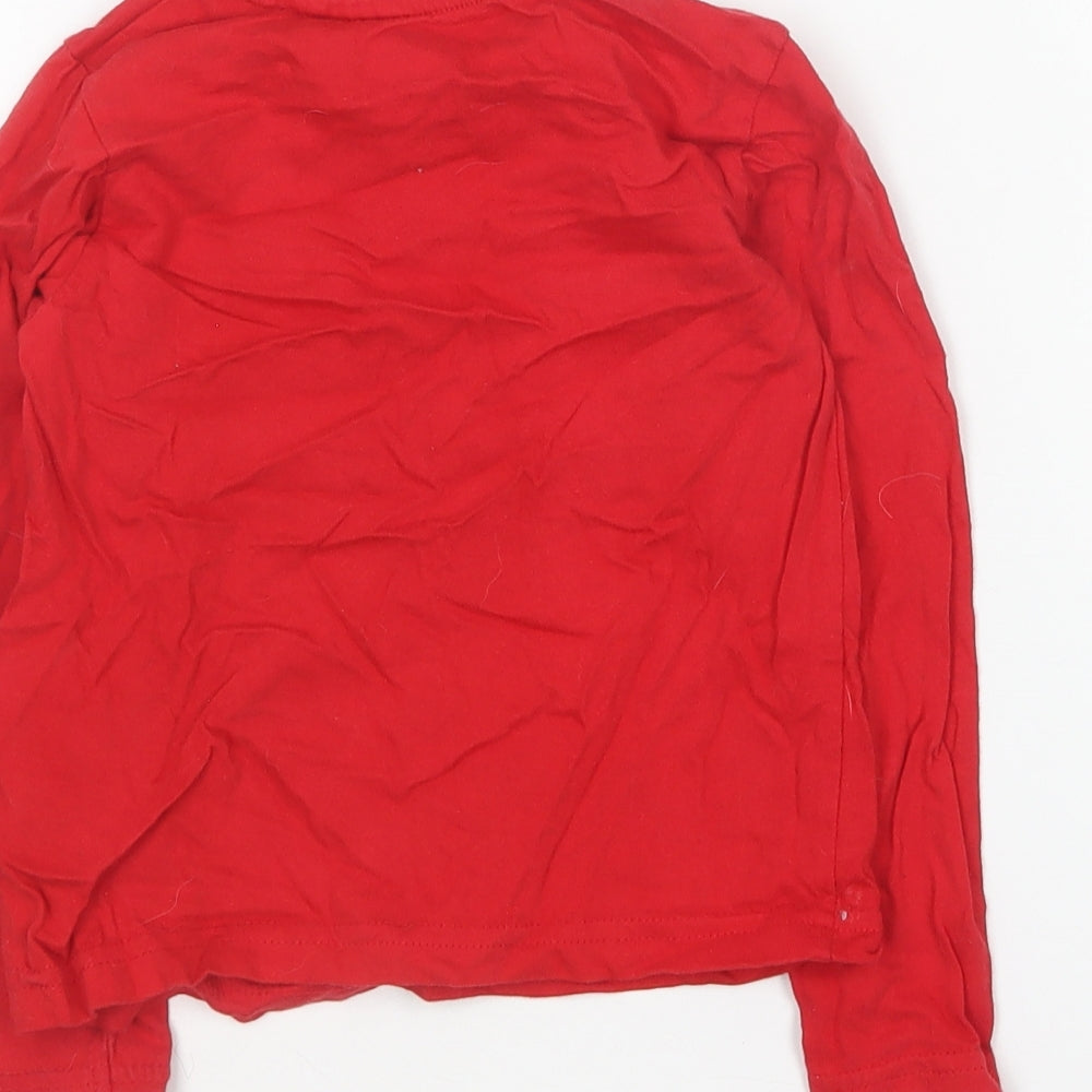 Festive Fun Boys Red Cotton Basic T-Shirt Size 3-4 Years Round Neck - Christmas T-Shirt