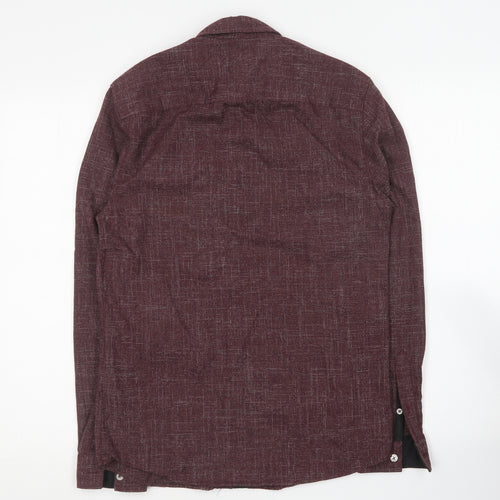 River Island Mens Purple Polyester Button-Up Size XS Collared