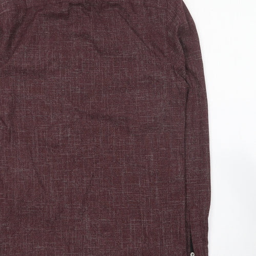 River Island Mens Purple Polyester Button-Up Size XS Collared