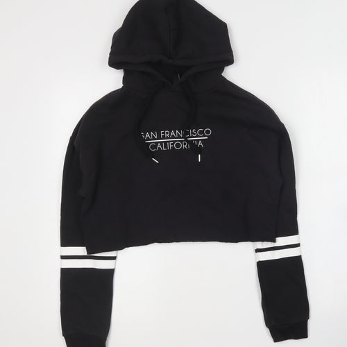H&M Womens Black Cotton Pullover Hoodie Size XS