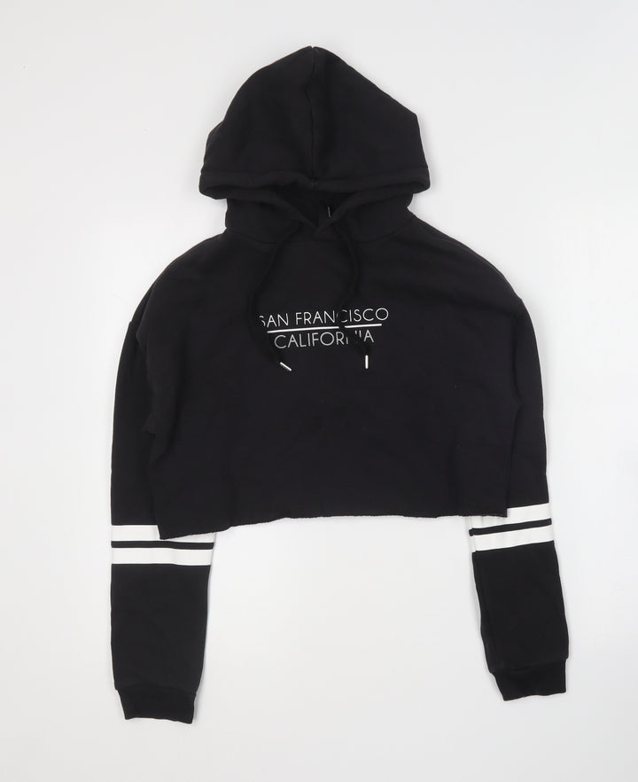 H&M Womens Black Cotton Pullover Hoodie Size XS