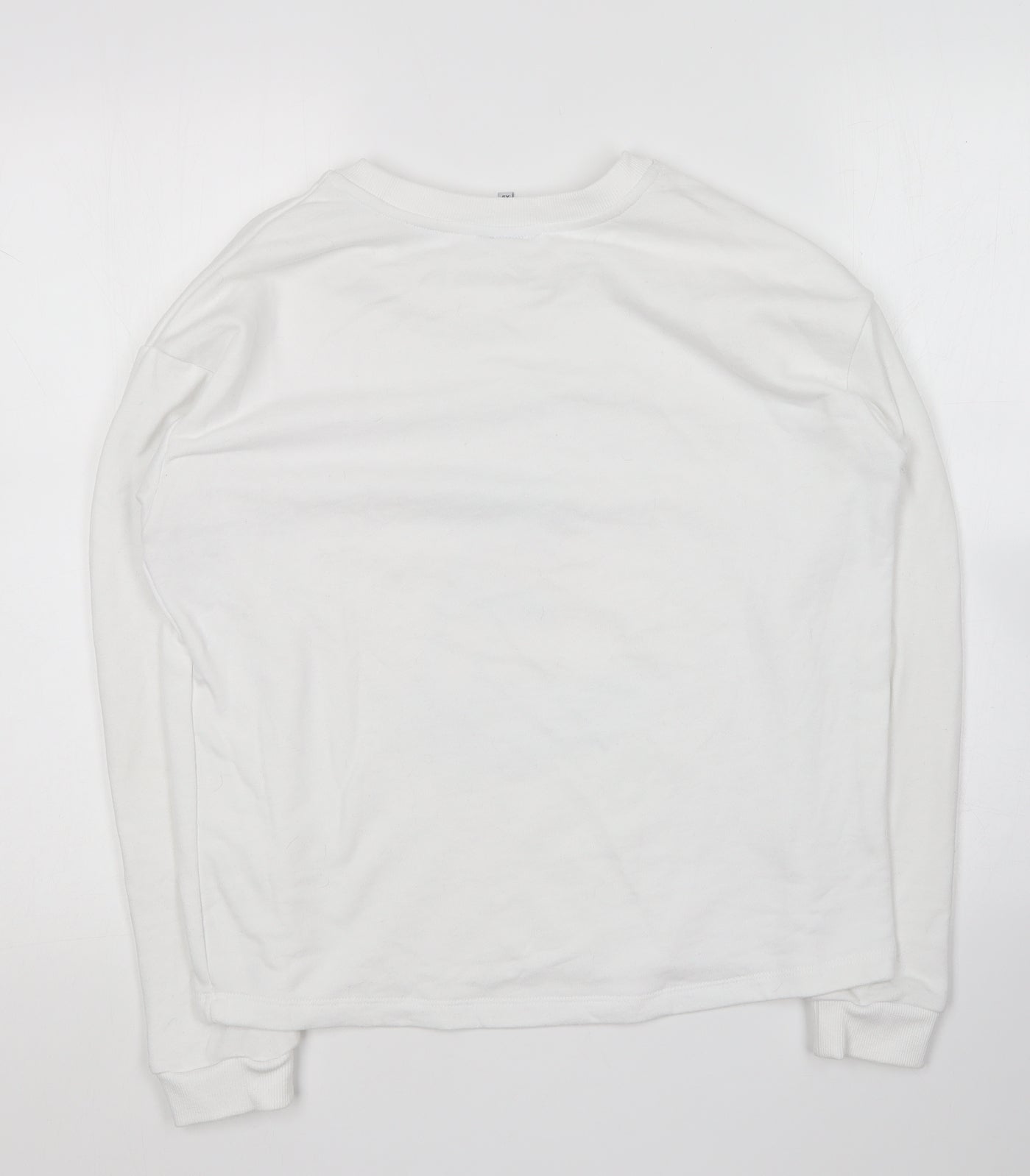 Passenger Womens White Round Neck Cotton Pullover Jumper Size XS - Palm Tree