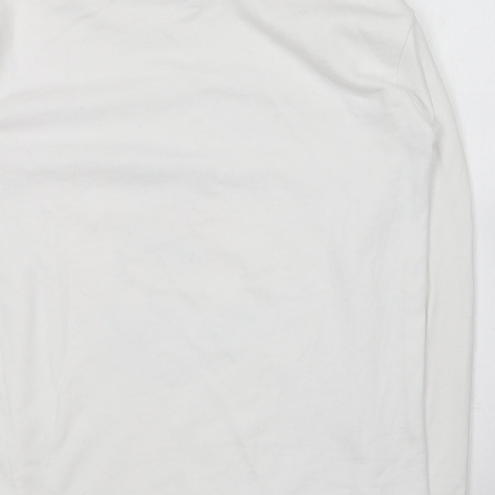 Passenger Womens White Round Neck Cotton Pullover Jumper Size XS - Palm Tree