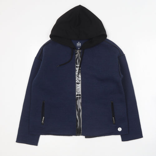 JAVA Womens Blue Polyester Full Zip Hoodie Size XS