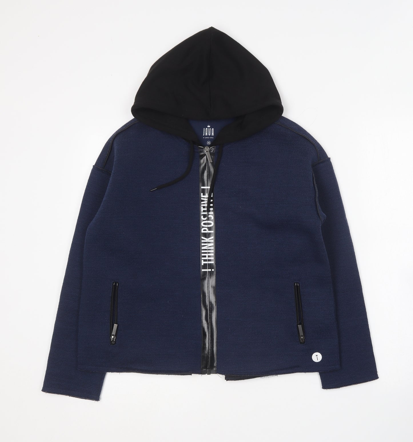 JAVA Womens Blue Polyester Full Zip Hoodie Size XS