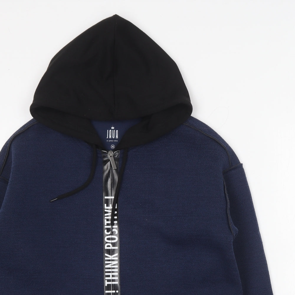 JAVA Womens Blue Polyester Full Zip Hoodie Size XS