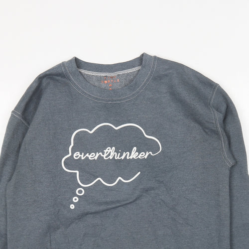 Tiny Tortle Womens Blue Round Neck Cotton Pullover Jumper Size S