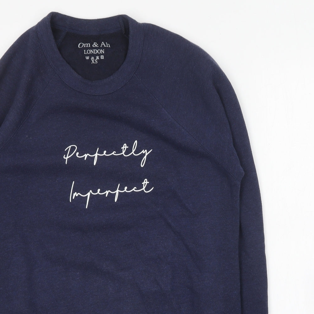 Om & Ah Mens Blue Round Neck Cotton Pullover Jumper Size XS - Perfectly imperfect