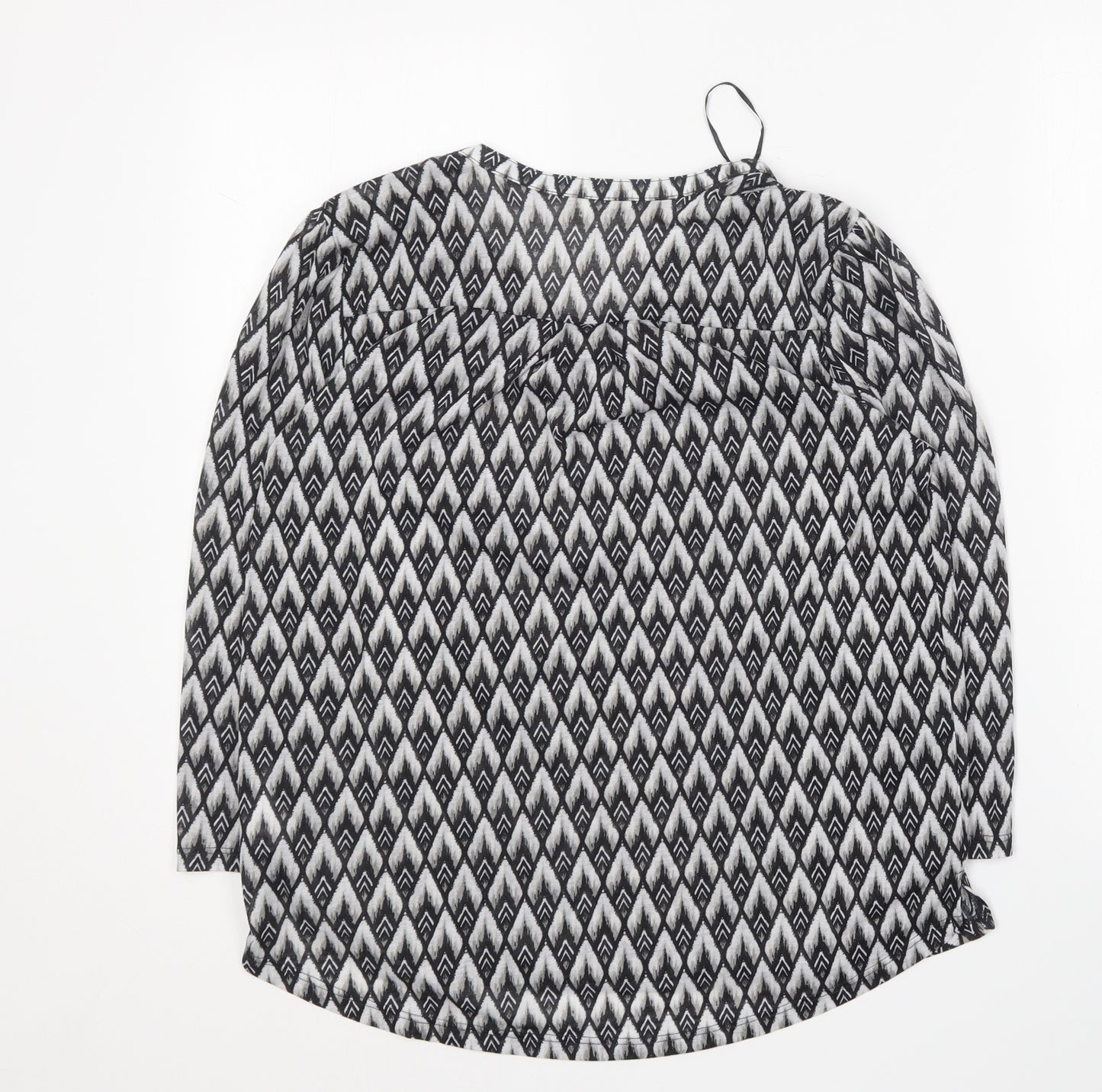 H&M Womens Black Geometric Polyester Basic Blouse Size S Collared