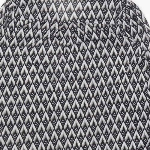 H&M Womens Black Geometric Polyester Basic Blouse Size S Collared