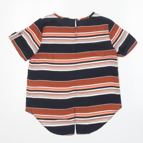 Dorothy Perkins Womens Multicoloured Striped Polyester Basic Blouse Size 8 Round Neck