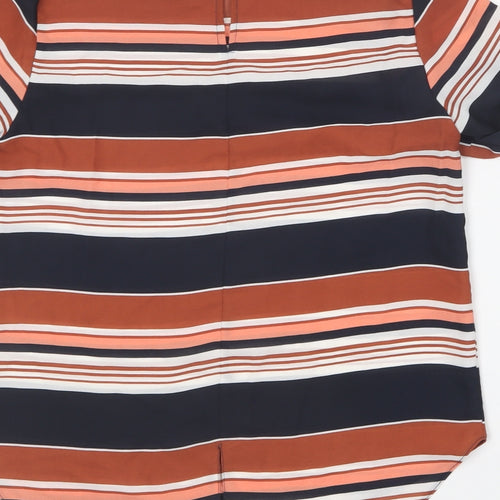 Dorothy Perkins Womens Multicoloured Striped Polyester Basic Blouse Size 8 Round Neck