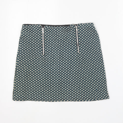 Cooperative Womens Green Geometric Polyester Mini Skirt Size M