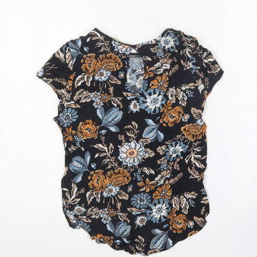 H&M Womens Multicoloured Floral Viscose Basic Blouse Size 6 Round Neck
