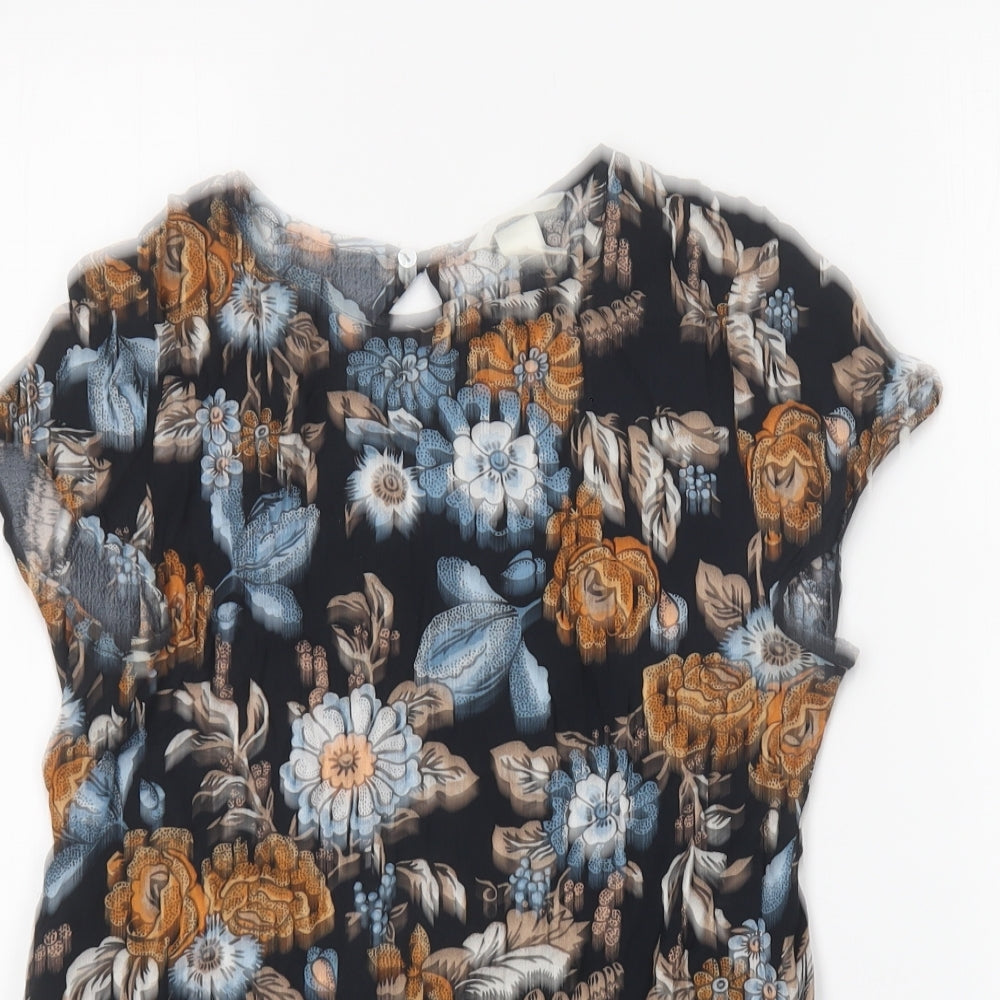H&M Womens Multicoloured Floral Viscose Basic Blouse Size 6 Round Neck