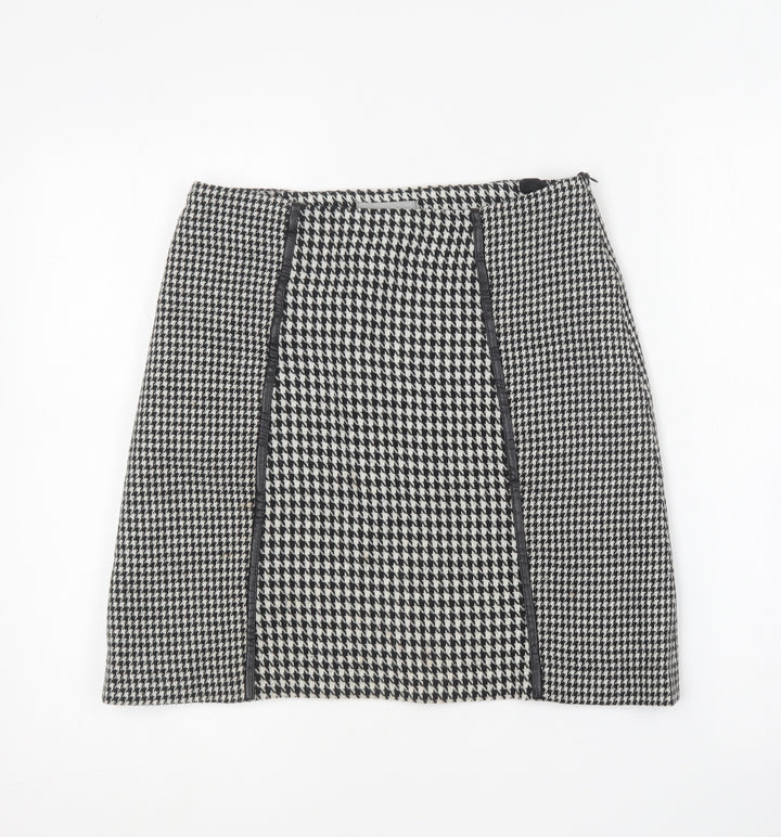 Wallis Womens Black Houndstooth Acrylic Mini Skirt Size 8