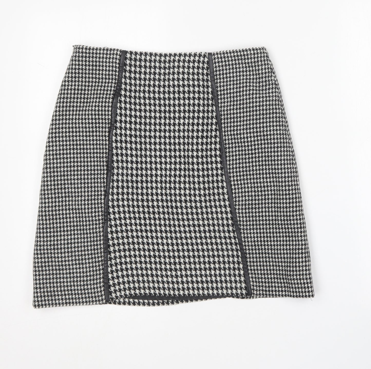 Wallis Womens Black Houndstooth Acrylic Mini Skirt Size 8